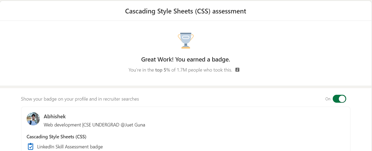 CSS Skill Badge on Linkedin Assesment